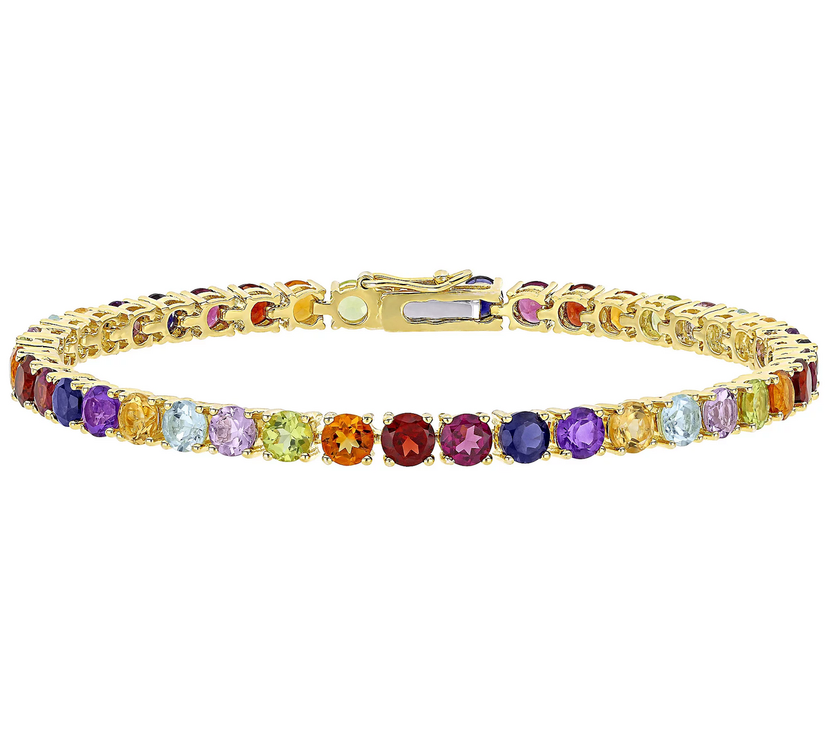 18K Gold Clad Sterling Silver, 11.95 cttw Multi-Gemstone Bracelet, Size 7"