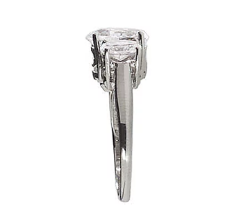 Epiphany Platinum Clad Diamonique Oval 3 Stone Ring, Size 7