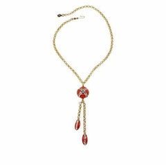 Heidi Daus Madison & 68th Red Enamel and Crystal Y-Necklace