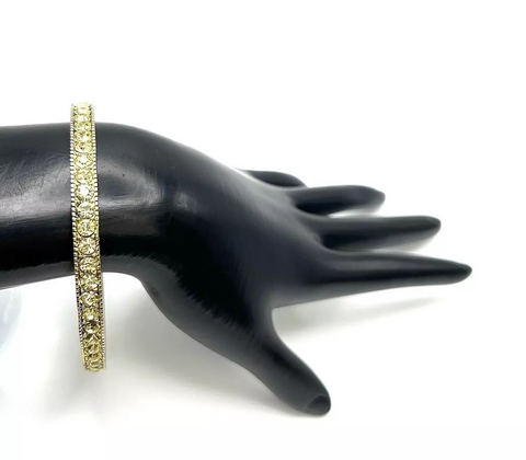 Heidi Daus Chic Simplicity Canary Crystal Goldtone Bangle Bracelet 8-1/4"