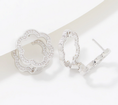 Diamonique x Lisa Freede Pave Flower Huggie Hoop Earrings