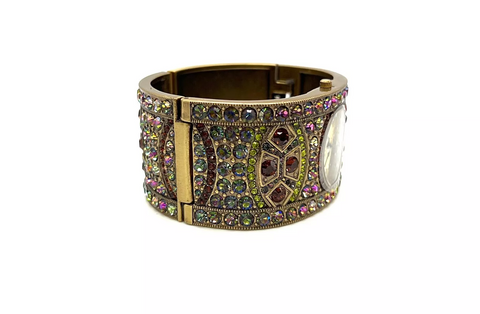 Heidi Daus Goldtone Multi-Color Pave Crystal Deco Watch, 6-1/2"