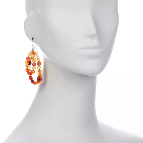 Jay King Sterling Silver Orange/Red Chalcedony 2strand Earrings