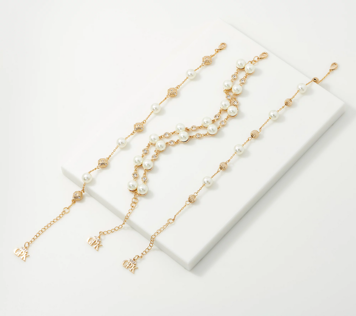 Grace Kelly Collection Constellation Simulated Pearl Bracelet, Goldtone