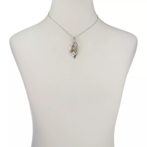 LiPaz Sterling Silver Marquise Citrine Pendant with 18" Chain