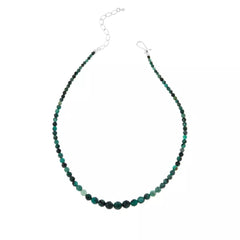 Jay King Sterling Silver Faceted Emerald Beaded Necklace. 18"