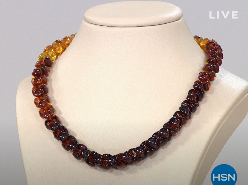 Jay King Sterling Silver MultiColor Ombr Amber Bead Necklace