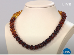 Jay King Sterling Silver MultiColor Ombr Amber Bead Necklace