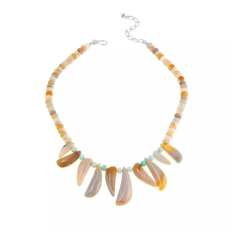 Jay King Striped Agate & Green Opal 18" Dangle Necklace HSN $150.00