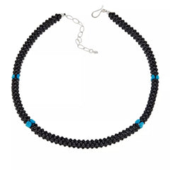 Jay King Sterling Silver Black Spinel and Turquoise Bead Necklace. 18"