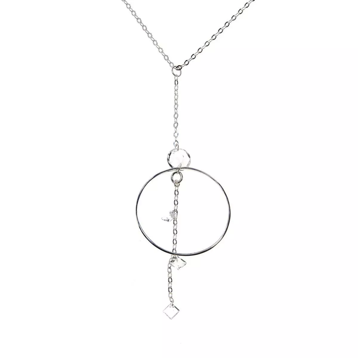 Herkimer Mines Sterling Silver "Diamond" Quartz Multi-Cut Drop Necklace