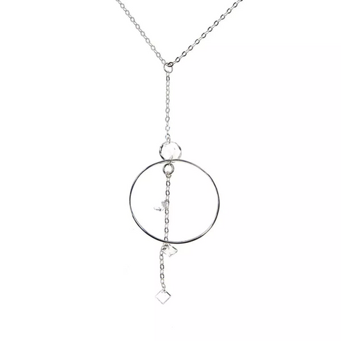 Herkimer Mines Sterling Silver "Diamond" Quartz Multi-Cut Drop Necklace