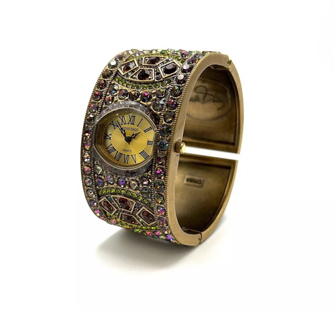 Heidi Daus Goldtone Multi-Color Pave Crystal Deco Watch, 6-1/2"