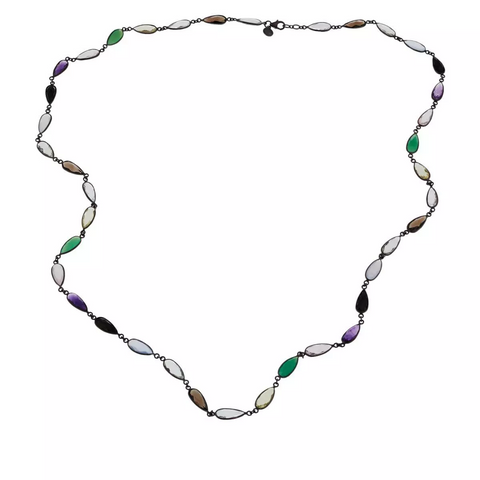 Colleen Lopez Sterling Silver Teardrop Multi-Gemstone 36-1/2" Necklace