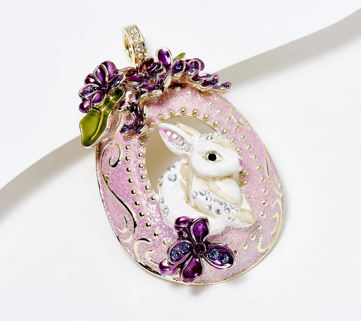 Kirks Folly Bunny Kisses Enameled Goldtone Magnetic Enhancer Pendant