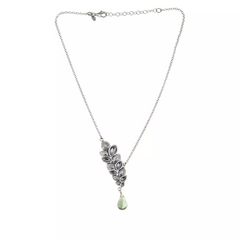 LiPaz Sterling Silver Prasiolite Drop Leaf Necklace, 17" to 19"