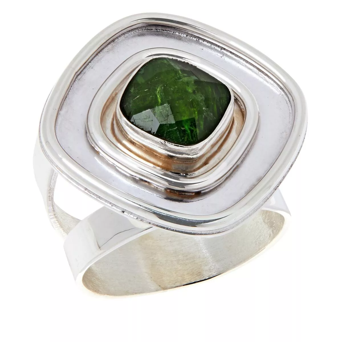 Jay King Sterling Silver Green Chrome Diopside Cocktail Ring Size 8