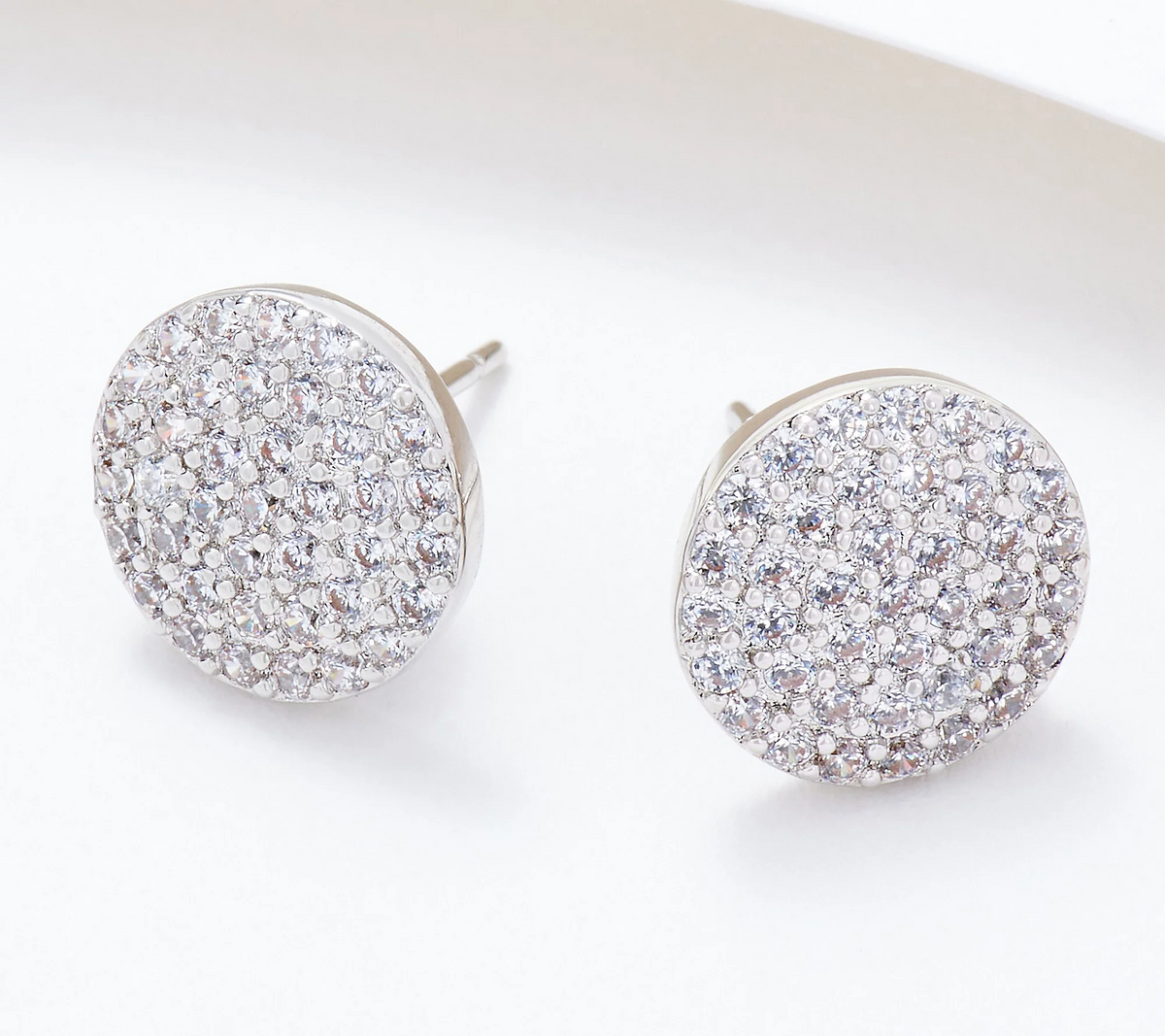 Diamonique x Lisa Freede Pave Round Stud Earrings, Silvertone