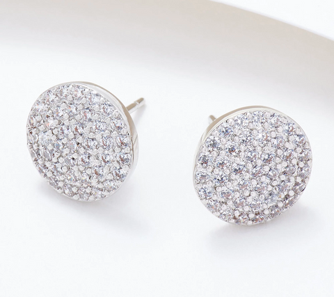 Diamonique x Lisa Freede Pave Round Stud Earrings, Silvertone