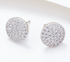 Diamonique x Lisa Freede Pave Round Stud Earrings, Silvertone