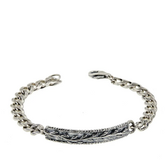 LiPaz Sterling Silver Textured "Leaves" Station Bracelet, 6-3/4"