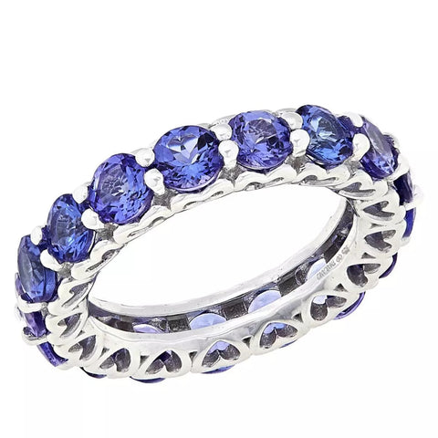 Colleen Lopez Sterling Silver Genuine Tanzanite Eternity Band Ring Size 6