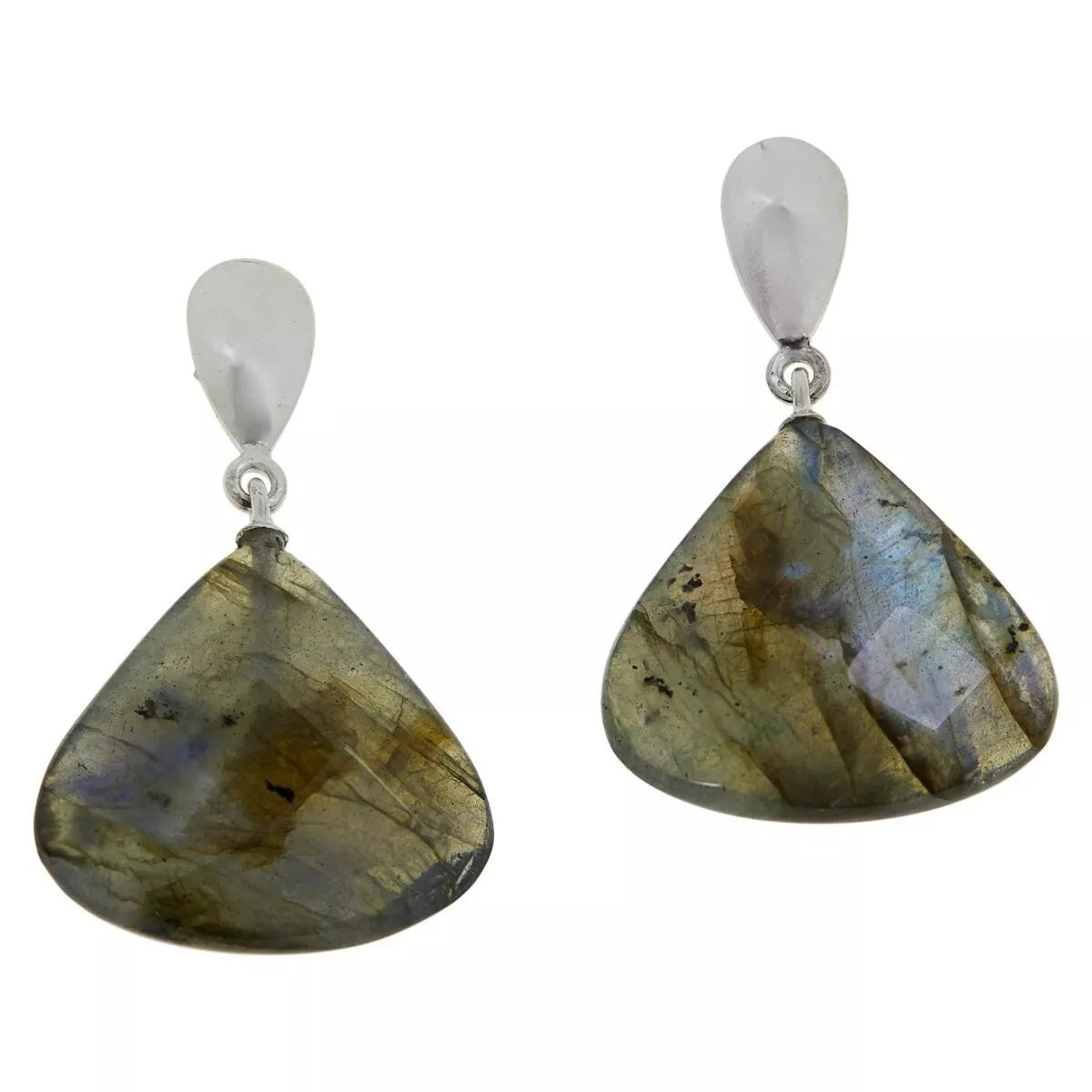 Jay King Sterling Silver Multicolor Faceted Labradorite Drop Earrings 1-1/2"