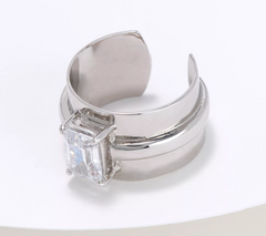 Diamonique x Lisa Freede Emerald Cut Adjustable Ring