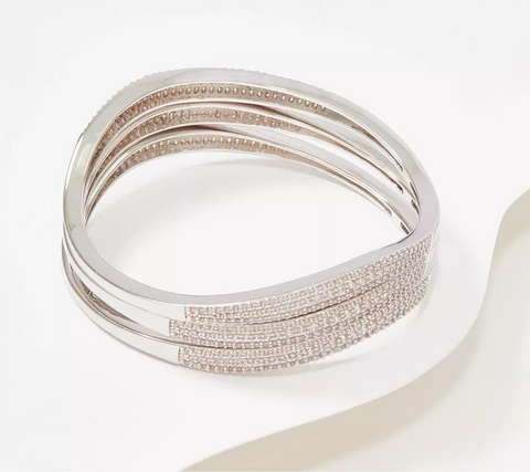 Diamonique x Zaxie Set of 3 Stackable Bangles,  7-1/4"