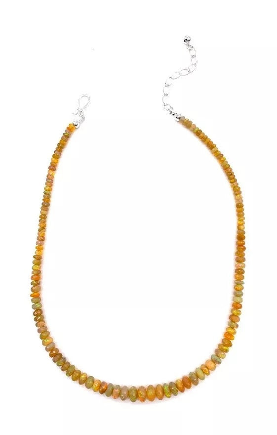 Jay King Sterling Silver Faceted Ethiopian Honey Opal Bead Necklace, 18"