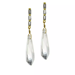 Herkimer Mines "Diamond" Quartz Fancy-Cut Faceted Drop Earrings