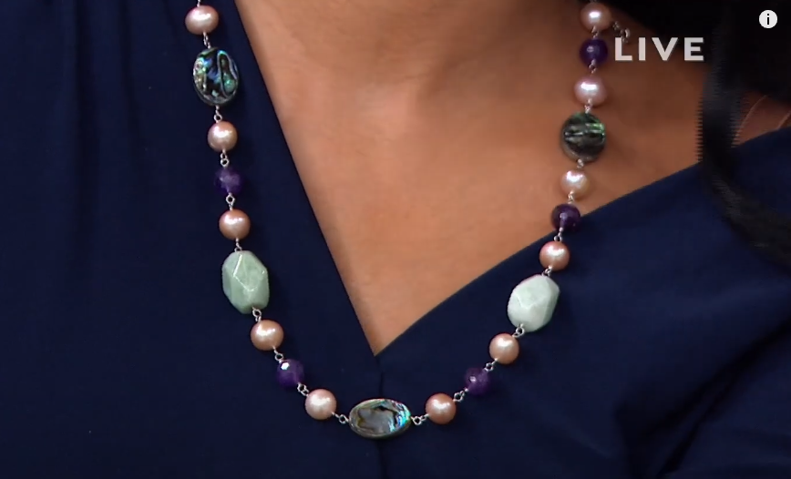 Kwan Collections Cultured Pink Pearl and Multigem Necklace