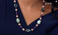 Kwan Collections Cultured Pink Pearl and Multigem Necklace