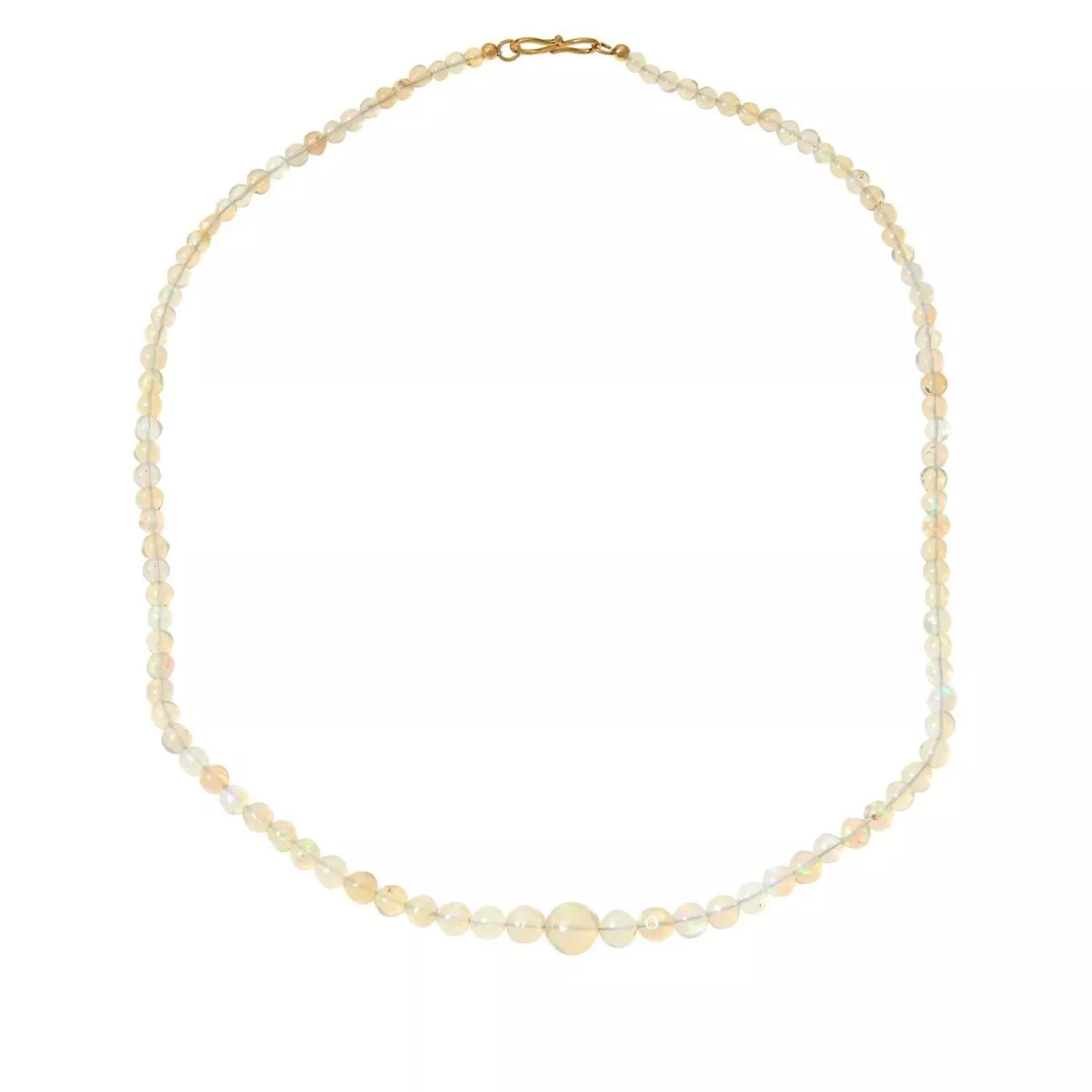 HSN 14K Yellow Gold White Opal Graduated Bead Necklace. 18"