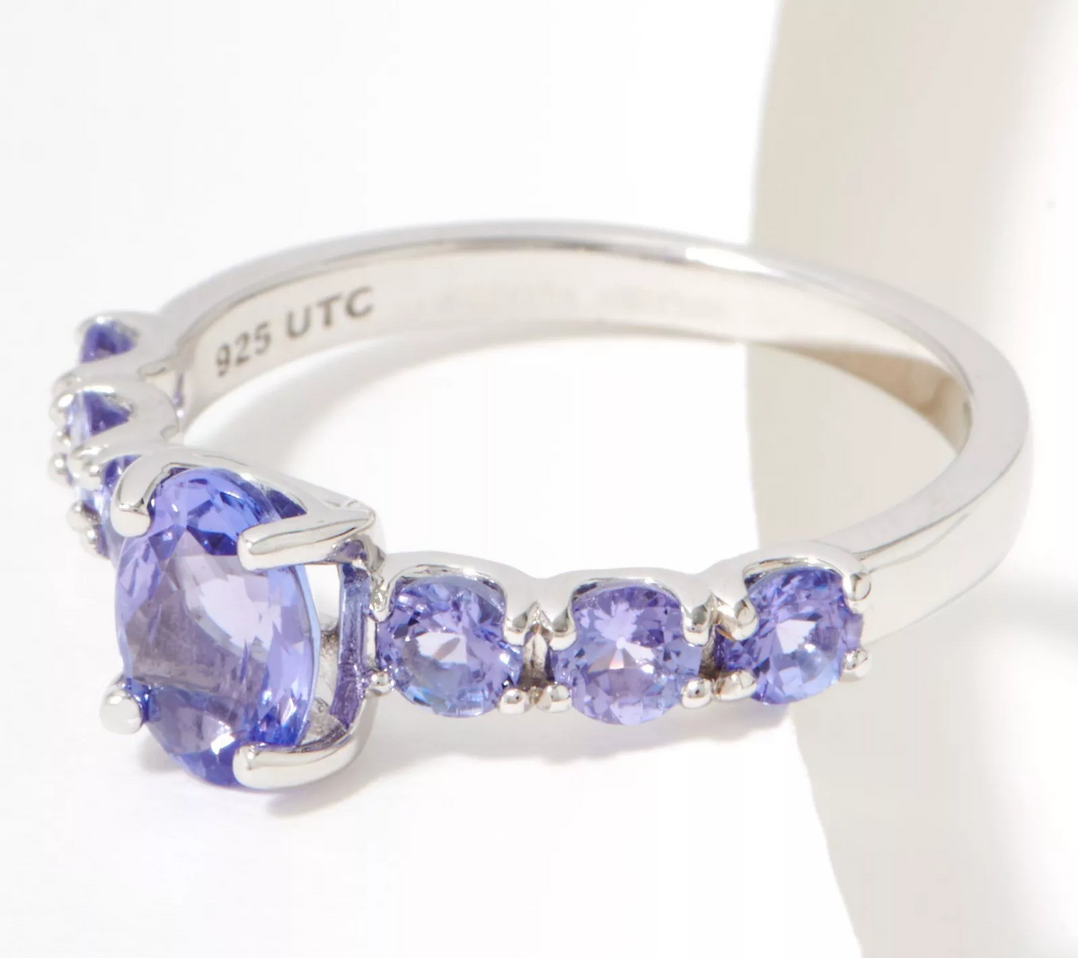 Generation Gems Exotic Oval Cut 7-Stone Sterling Silver Tanzanite Ring Size 7