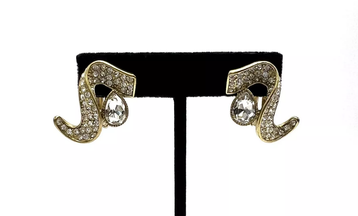 Heidi Daus HSN Night At The Opera Crystal Omegaback Clip-on Earrings