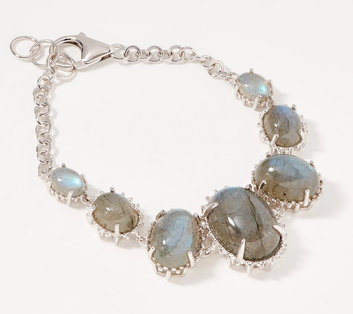 Generation Gems Labradorite Cabochon Sterling Silver Link Bracelet 7-1/4"