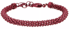 Italian Silver Bold Coreana Bracelet. 7" plus 1-1/2"extender. Merlot