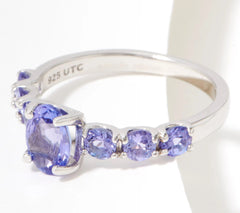 Generation Gems Exotic Tanzanite Oval Cut 7-Stone Ring Sterling Silver Size 7