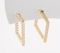 Diamonique x Lisa Freede 1" Kim Hoop Earrings, Yellow Gold-Plated