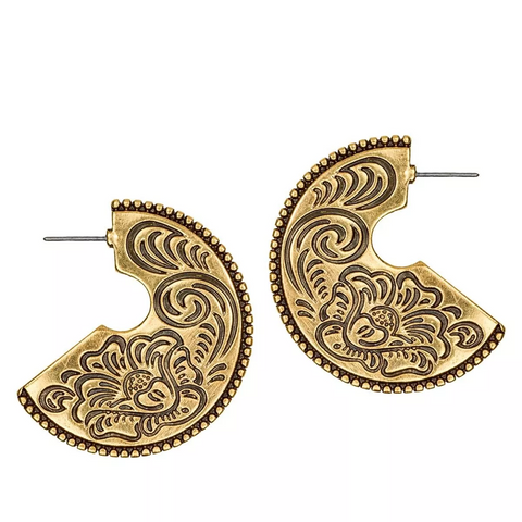 Patricia Nash Flat-Etched Goldtone Hoop Earring