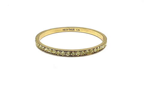 Heidi Daus Chic Simplicity Canary Crystal Goldtone Bangle Bracelet 8-1/4"