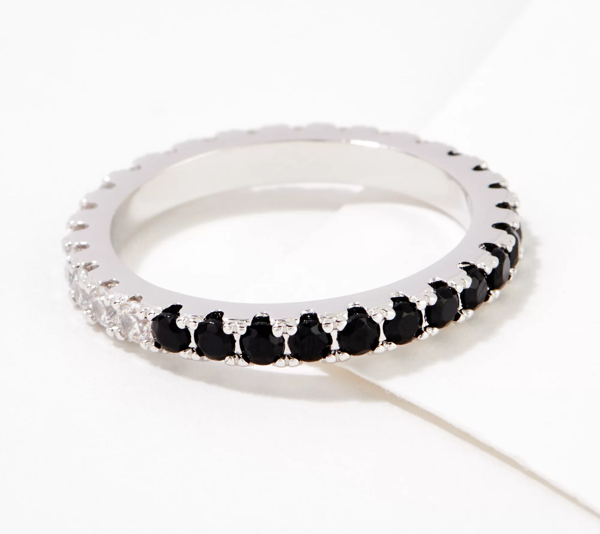 Diamonique x Lisa Freede Clear and Black Half and Half Eternity Ring, Size 6