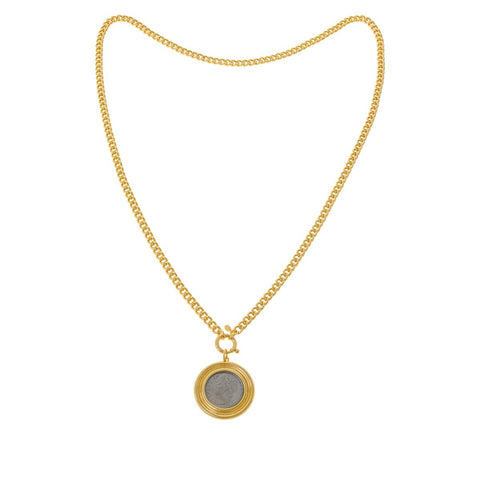 Bellezza 36" 100 Lira Coin Bronze Drop Medallion Necklace