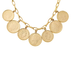 Bellezza 100 and 50 Lira Mini Coin Bronze Dangle Necklace,  18"