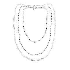 Bellezza Bronze Silvertone Black Spinel Layered Look Necklace 2piece Set