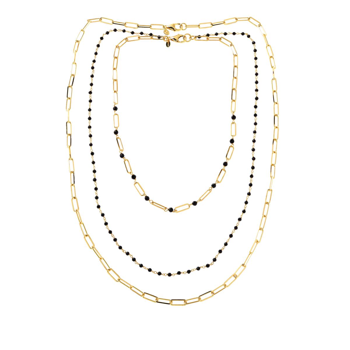 Bellezza Bronze Goldtone Black Spinel Layered Look Necklace 2piece Set