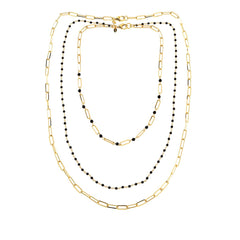 Bellezza Bronze Goldtone Black Spinel Layered Look Necklace 2piece Set