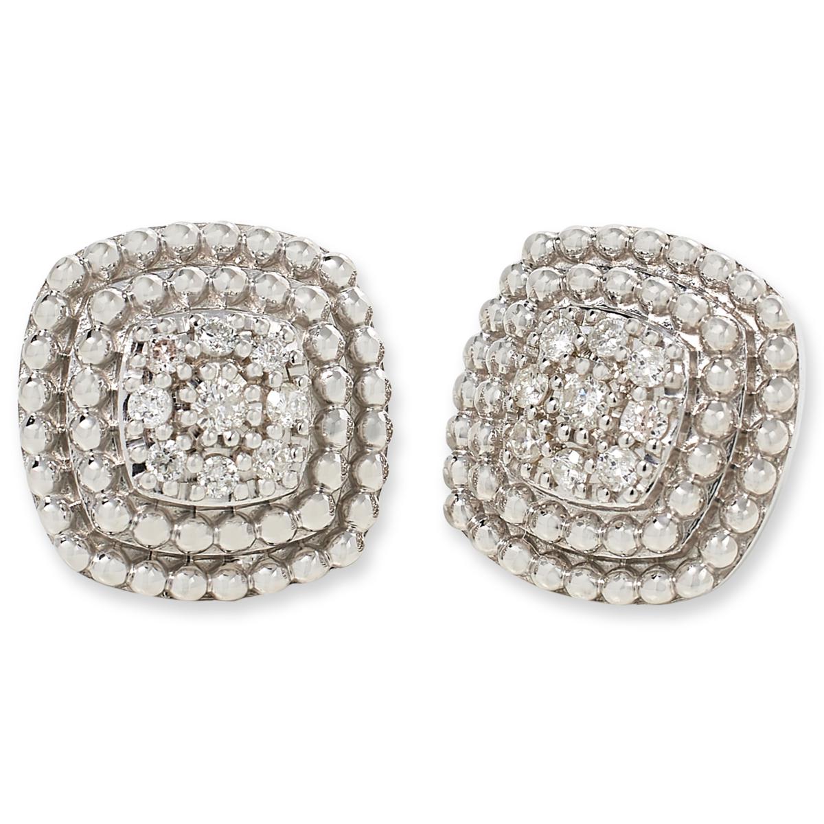 Colleen Lopez 1/4ctw Sterling Silver White Diamond Cushion Stud Earrings