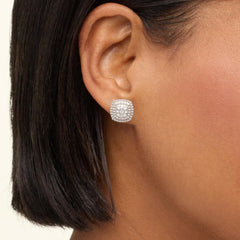 Colleen Lopez 1/4ctw Sterling Silver White Diamond Cushion Stud Earrings